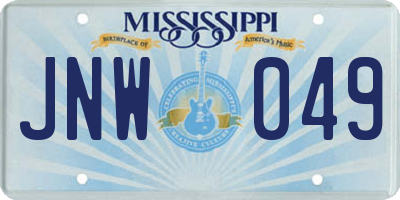 MS license plate JNW049