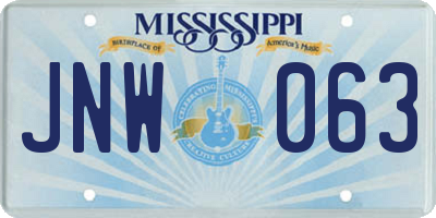 MS license plate JNW063