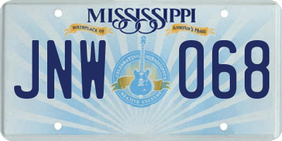 MS license plate JNW068