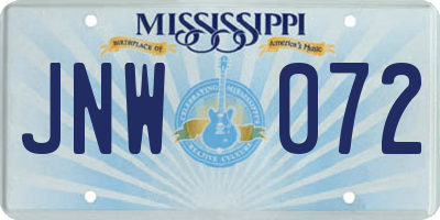 MS license plate JNW072