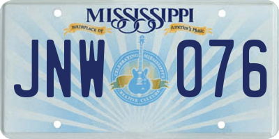 MS license plate JNW076