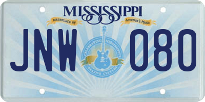 MS license plate JNW080