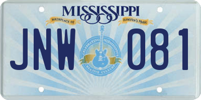 MS license plate JNW081