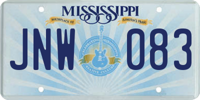 MS license plate JNW083