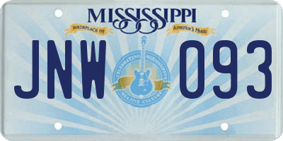 MS license plate JNW093