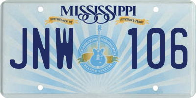 MS license plate JNW106