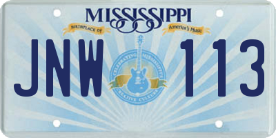 MS license plate JNW113