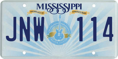 MS license plate JNW114