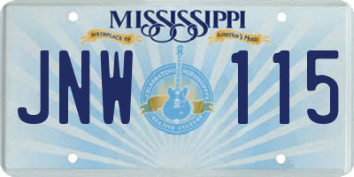 MS license plate JNW115