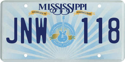 MS license plate JNW118