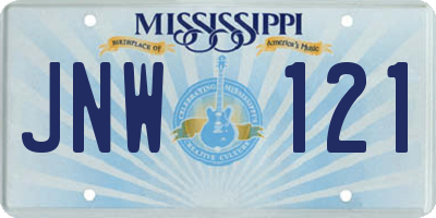 MS license plate JNW121