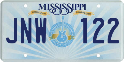 MS license plate JNW122