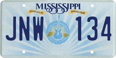 MS license plate JNW134