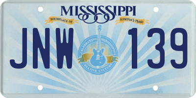 MS license plate JNW139