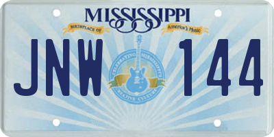 MS license plate JNW144