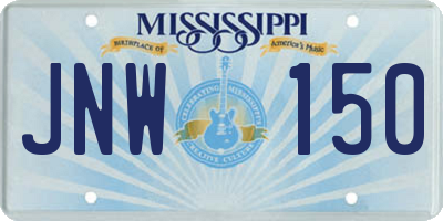 MS license plate JNW150