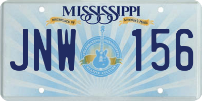 MS license plate JNW156