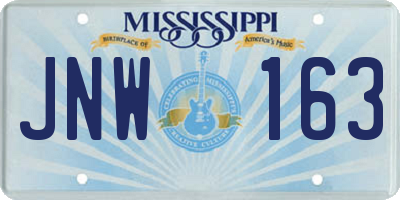 MS license plate JNW163