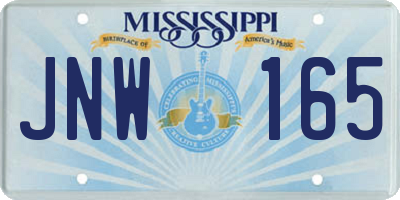 MS license plate JNW165