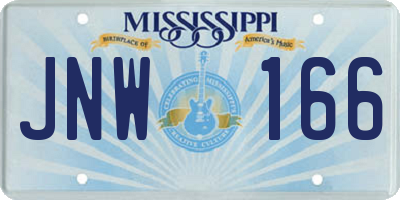 MS license plate JNW166
