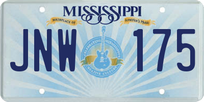 MS license plate JNW175