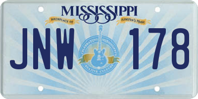 MS license plate JNW178