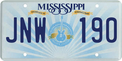 MS license plate JNW190