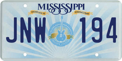MS license plate JNW194