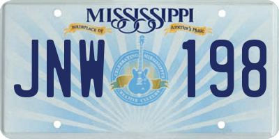 MS license plate JNW198