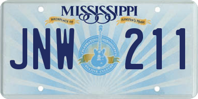 MS license plate JNW211