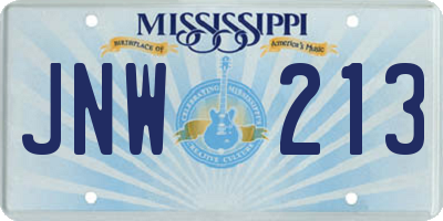 MS license plate JNW213
