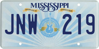 MS license plate JNW219