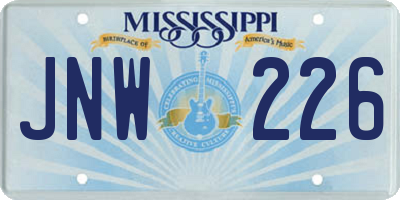 MS license plate JNW226