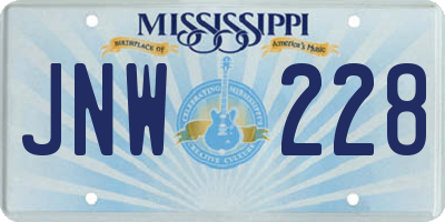 MS license plate JNW228
