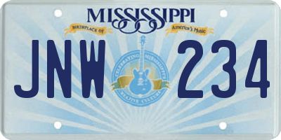 MS license plate JNW234