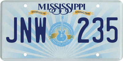 MS license plate JNW235
