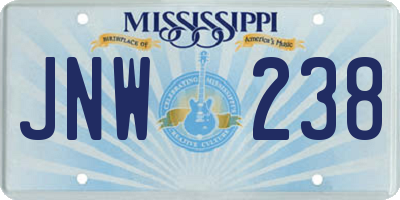 MS license plate JNW238
