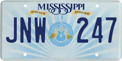 MS license plate JNW247