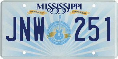 MS license plate JNW251