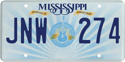 MS license plate JNW274