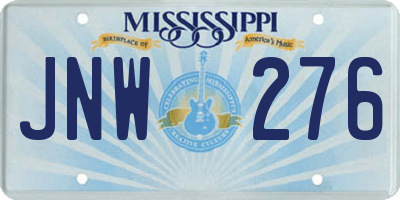 MS license plate JNW276