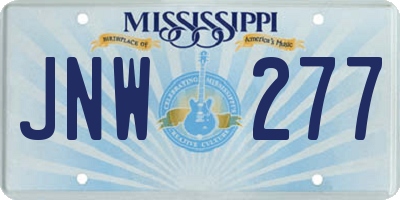 MS license plate JNW277