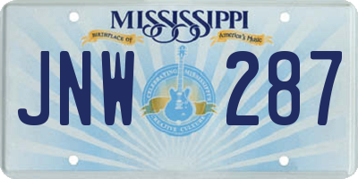 MS license plate JNW287