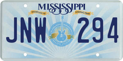 MS license plate JNW294
