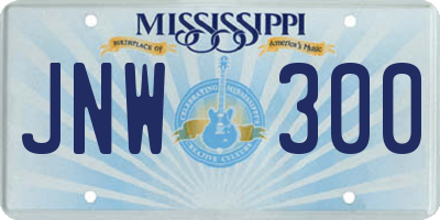 MS license plate JNW300