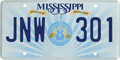 MS license plate JNW301