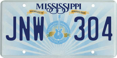 MS license plate JNW304