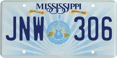 MS license plate JNW306