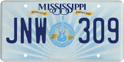 MS license plate JNW309