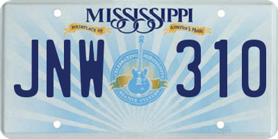 MS license plate JNW310